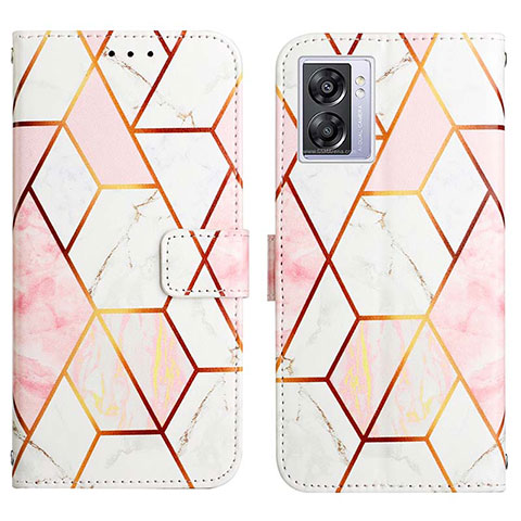 Custodia Portafoglio In Pelle Fantasia Modello Cover con Supporto Y04B per Oppo A56S 5G Bianco