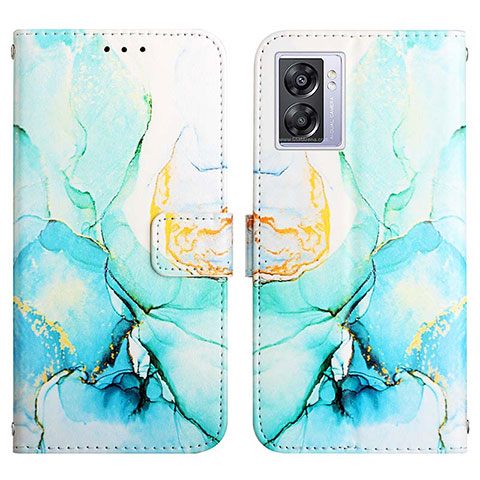 Custodia Portafoglio In Pelle Fantasia Modello Cover con Supporto Y04B per Oppo A77 5G Verde