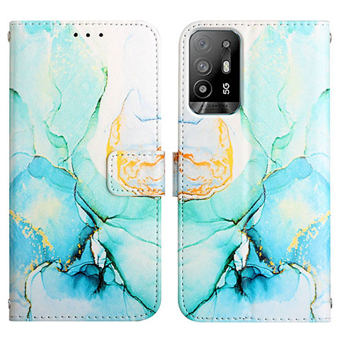 Custodia Portafoglio In Pelle Fantasia Modello Cover con Supporto Y04B per Oppo A94 5G Verde