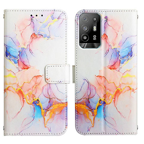 Custodia Portafoglio In Pelle Fantasia Modello Cover con Supporto Y04B per Oppo A95 5G Blu