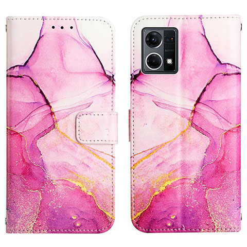 Custodia Portafoglio In Pelle Fantasia Modello Cover con Supporto Y04B per Oppo F21s Pro 4G Rosa Caldo