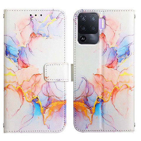 Custodia Portafoglio In Pelle Fantasia Modello Cover con Supporto Y04B per Oppo Reno5 F Blu