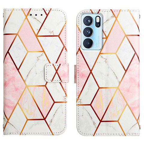 Custodia Portafoglio In Pelle Fantasia Modello Cover con Supporto Y04B per Oppo Reno6 Pro 5G India Bianco