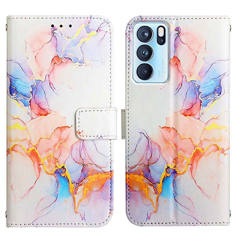 Custodia Portafoglio In Pelle Fantasia Modello Cover con Supporto Y04B per Oppo Reno6 Pro 5G India Blu