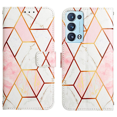 Custodia Portafoglio In Pelle Fantasia Modello Cover con Supporto Y04B per Oppo Reno6 Pro+ Plus 5G Bianco