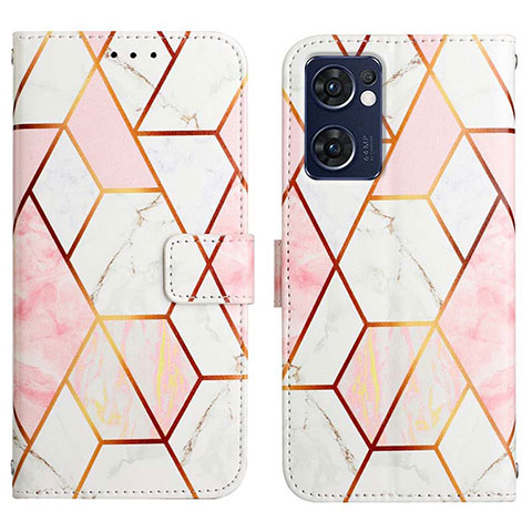 Custodia Portafoglio In Pelle Fantasia Modello Cover con Supporto Y04B per Oppo Reno7 5G Bianco