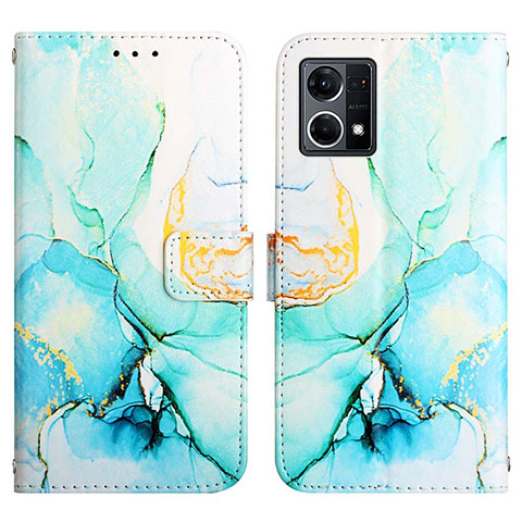 Custodia Portafoglio In Pelle Fantasia Modello Cover con Supporto Y04B per Oppo Reno8 4G Verde