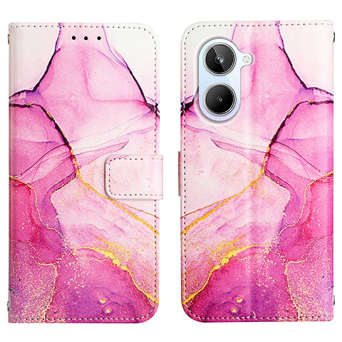 Custodia Portafoglio In Pelle Fantasia Modello Cover con Supporto Y04B per Realme 10 4G Rosa Caldo