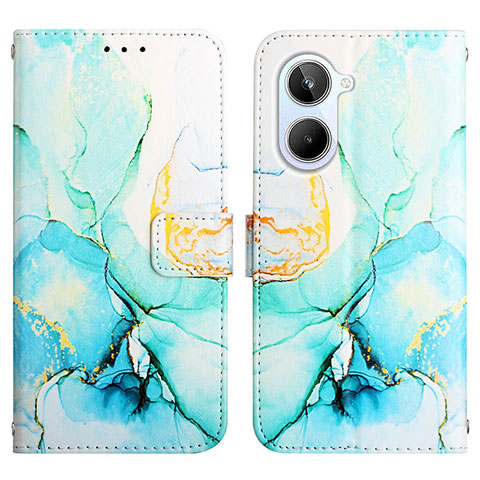 Custodia Portafoglio In Pelle Fantasia Modello Cover con Supporto Y04B per Realme 10 4G Verde