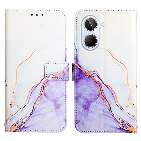 Custodia Portafoglio In Pelle Fantasia Modello Cover con Supporto Y04B per Realme 10 4G Viola