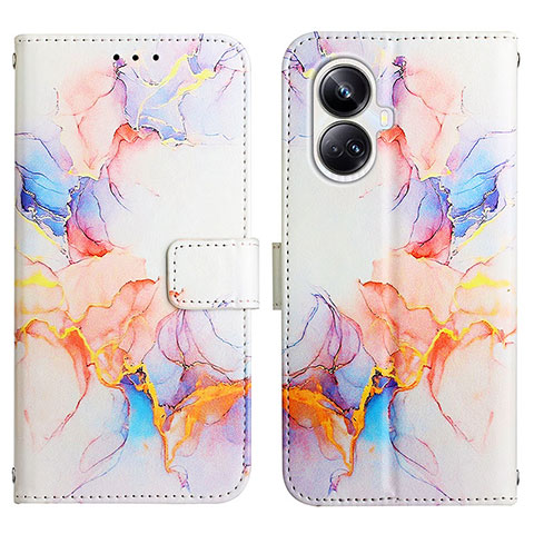 Custodia Portafoglio In Pelle Fantasia Modello Cover con Supporto Y04B per Realme 10 Pro+ Plus 5G Blu