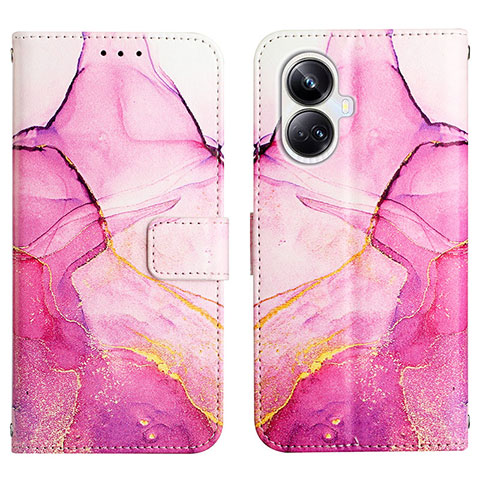 Custodia Portafoglio In Pelle Fantasia Modello Cover con Supporto Y04B per Realme 10 Pro+ Plus 5G Rosa Caldo