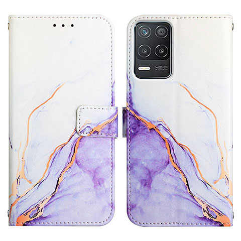 Custodia Portafoglio In Pelle Fantasia Modello Cover con Supporto Y04B per Realme 8 5G Viola