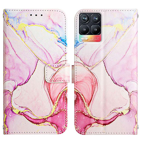 Custodia Portafoglio In Pelle Fantasia Modello Cover con Supporto Y04B per Realme 8 Pro Rosa