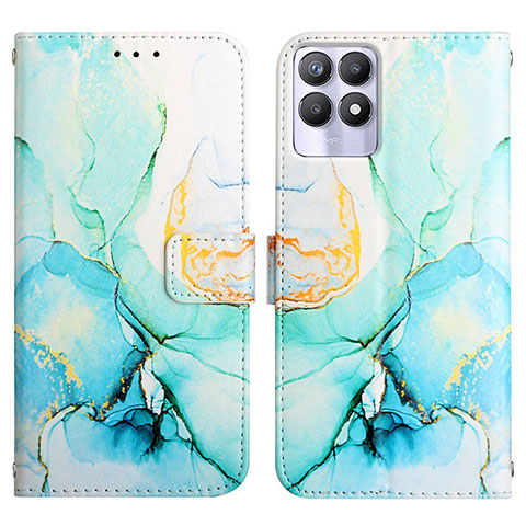 Custodia Portafoglio In Pelle Fantasia Modello Cover con Supporto Y04B per Realme 8i Verde