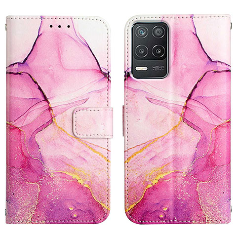 Custodia Portafoglio In Pelle Fantasia Modello Cover con Supporto Y04B per Realme 9 5G India Rosa Caldo