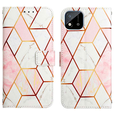 Custodia Portafoglio In Pelle Fantasia Modello Cover con Supporto Y04B per Realme C20 Bianco