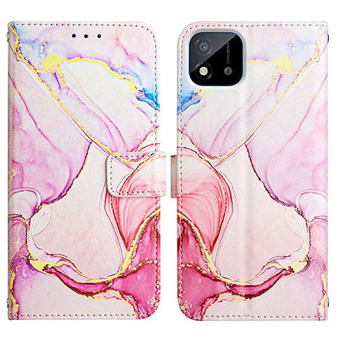 Custodia Portafoglio In Pelle Fantasia Modello Cover con Supporto Y04B per Realme C20 Rosa