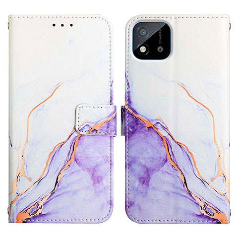 Custodia Portafoglio In Pelle Fantasia Modello Cover con Supporto Y04B per Realme C20A Viola