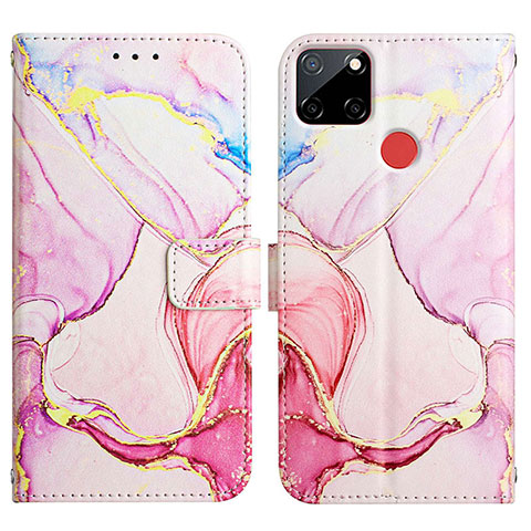 Custodia Portafoglio In Pelle Fantasia Modello Cover con Supporto Y04B per Realme C25 Rosa