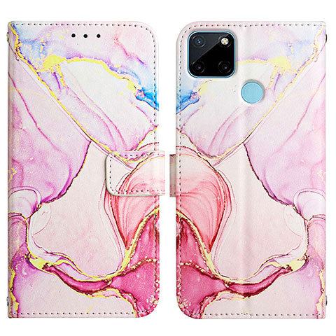 Custodia Portafoglio In Pelle Fantasia Modello Cover con Supporto Y04B per Realme C25Y Rosa