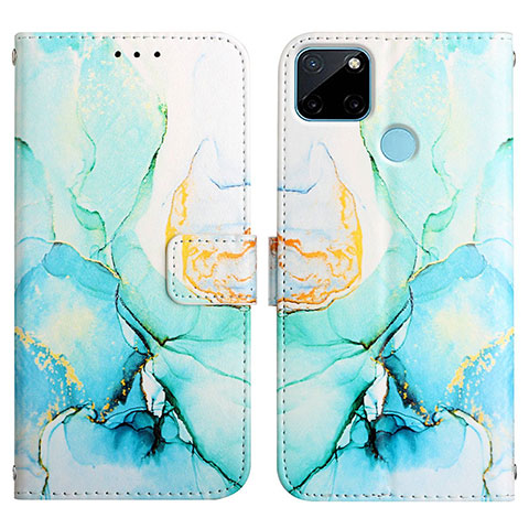 Custodia Portafoglio In Pelle Fantasia Modello Cover con Supporto Y04B per Realme C25Y Verde