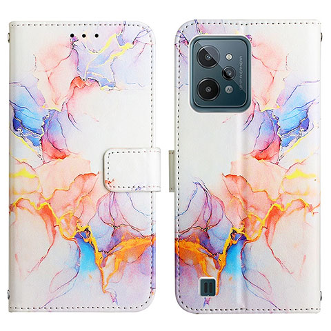 Custodia Portafoglio In Pelle Fantasia Modello Cover con Supporto Y04B per Realme C31 Blu