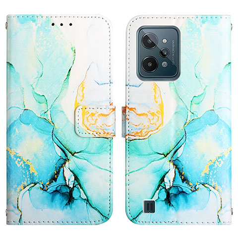 Custodia Portafoglio In Pelle Fantasia Modello Cover con Supporto Y04B per Realme C31 Verde