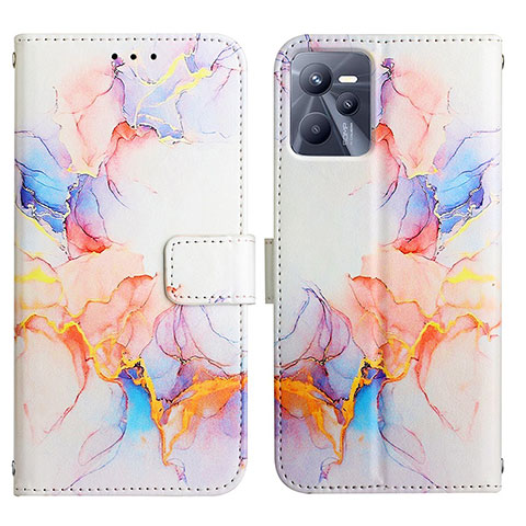 Custodia Portafoglio In Pelle Fantasia Modello Cover con Supporto Y04B per Realme C35 Blu