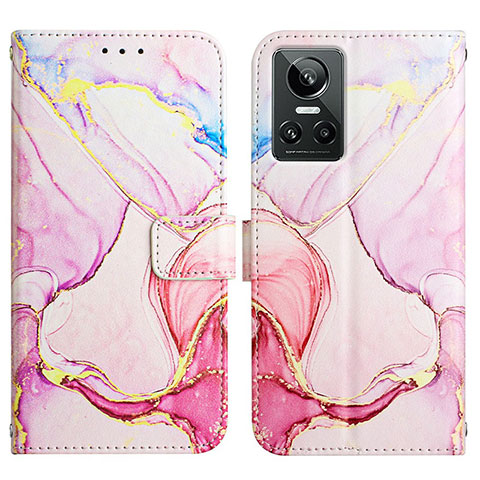 Custodia Portafoglio In Pelle Fantasia Modello Cover con Supporto Y04B per Realme GT Neo3 5G Rosa