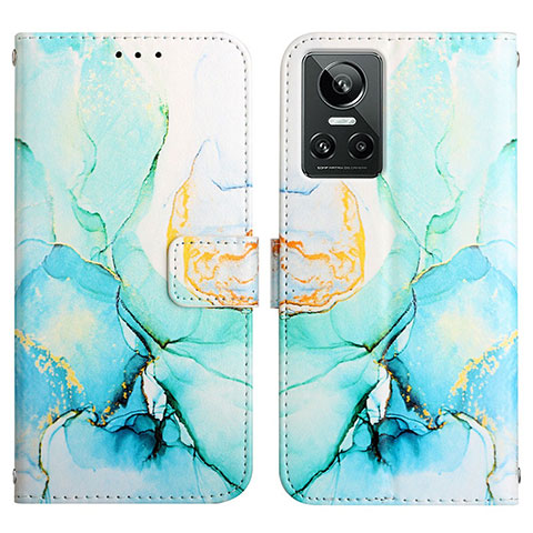 Custodia Portafoglio In Pelle Fantasia Modello Cover con Supporto Y04B per Realme GT Neo3 5G Verde