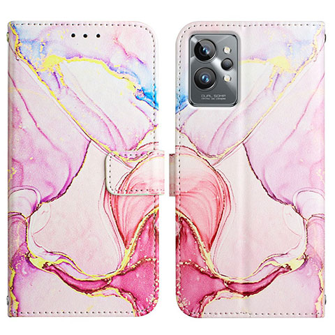 Custodia Portafoglio In Pelle Fantasia Modello Cover con Supporto Y04B per Realme GT2 Pro 5G Rosa