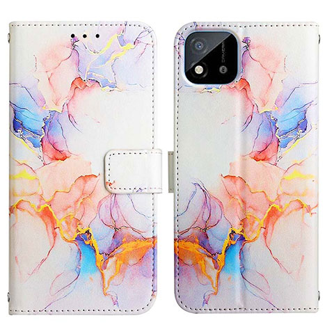 Custodia Portafoglio In Pelle Fantasia Modello Cover con Supporto Y04B per Realme Narzo 50i Blu