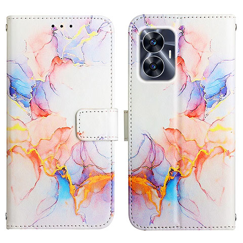 Custodia Portafoglio In Pelle Fantasia Modello Cover con Supporto Y04B per Realme Narzo N55 Blu