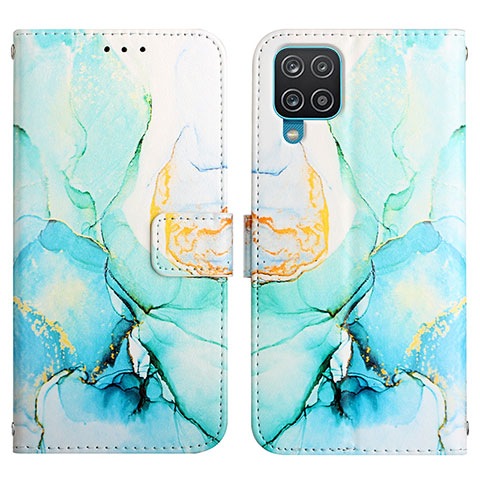 Custodia Portafoglio In Pelle Fantasia Modello Cover con Supporto Y04B per Samsung Galaxy A12 Verde
