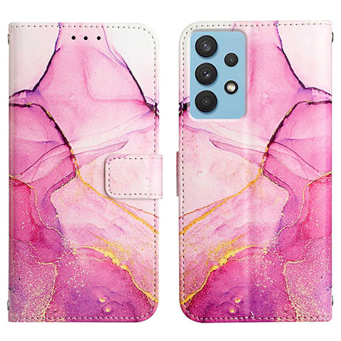 Custodia Portafoglio In Pelle Fantasia Modello Cover con Supporto Y04B per Samsung Galaxy A13 4G Rosa Caldo