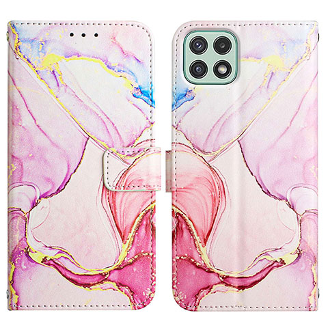 Custodia Portafoglio In Pelle Fantasia Modello Cover con Supporto Y04B per Samsung Galaxy A22 5G Rosa