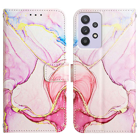 Custodia Portafoglio In Pelle Fantasia Modello Cover con Supporto Y04B per Samsung Galaxy A32 5G Rosa