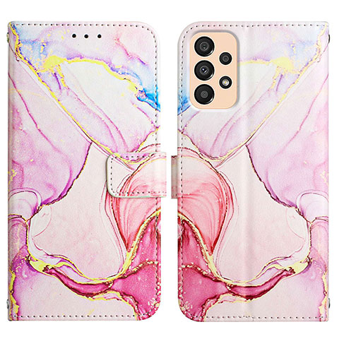 Custodia Portafoglio In Pelle Fantasia Modello Cover con Supporto Y04B per Samsung Galaxy A33 5G Rosa