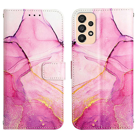 Custodia Portafoglio In Pelle Fantasia Modello Cover con Supporto Y04B per Samsung Galaxy A33 5G Rosa Caldo