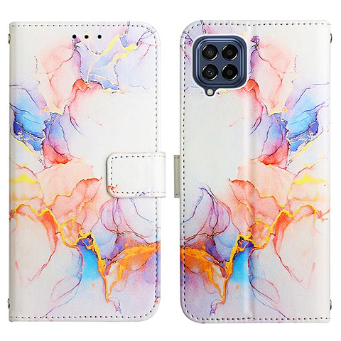 Custodia Portafoglio In Pelle Fantasia Modello Cover con Supporto Y04B per Samsung Galaxy M53 5G Blu