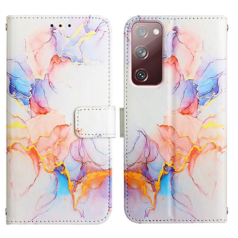 Custodia Portafoglio In Pelle Fantasia Modello Cover con Supporto Y04B per Samsung Galaxy S20 Lite 5G Blu