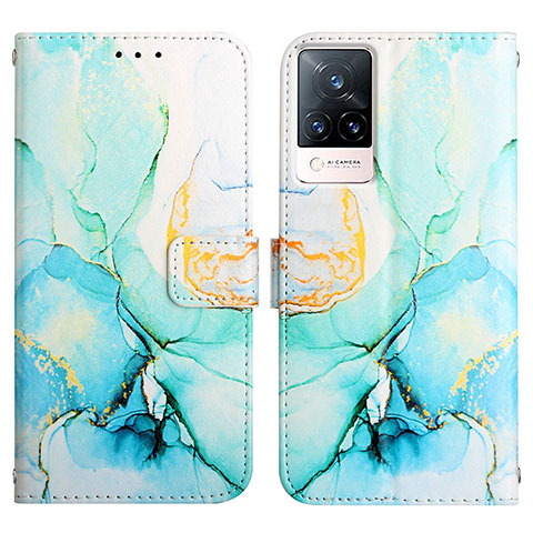 Custodia Portafoglio In Pelle Fantasia Modello Cover con Supporto Y04B per Vivo V21s 5G Verde