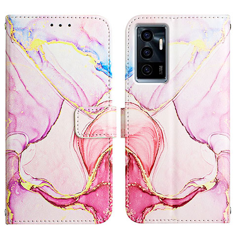 Custodia Portafoglio In Pelle Fantasia Modello Cover con Supporto Y04B per Vivo V23e 5G Rosa