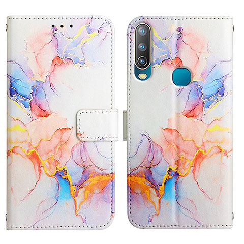 Custodia Portafoglio In Pelle Fantasia Modello Cover con Supporto Y04B per Vivo Y11 Blu