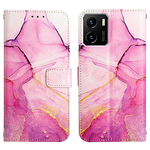 Custodia Portafoglio In Pelle Fantasia Modello Cover con Supporto Y04B per Vivo Y15C Rosa Caldo