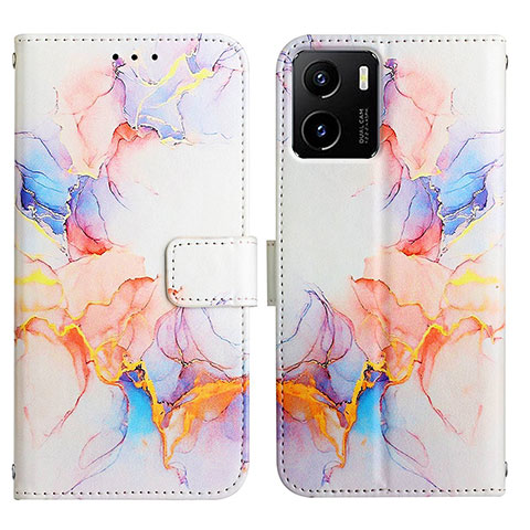 Custodia Portafoglio In Pelle Fantasia Modello Cover con Supporto Y04B per Vivo Y15S Blu