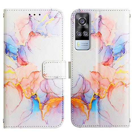 Custodia Portafoglio In Pelle Fantasia Modello Cover con Supporto Y04B per Vivo Y53s 4G Blu