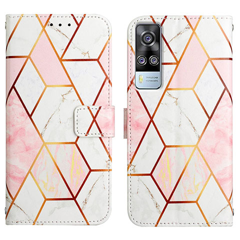 Custodia Portafoglio In Pelle Fantasia Modello Cover con Supporto Y04B per Vivo Y53s NFC Bianco