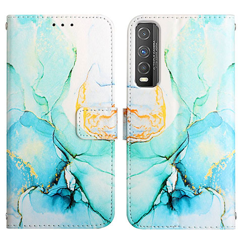 Custodia Portafoglio In Pelle Fantasia Modello Cover con Supporto Y04B per Vivo Y70S 5G Verde